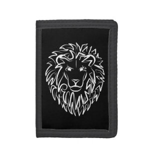 Black and White Tribal Lion Tri-fold Wallet