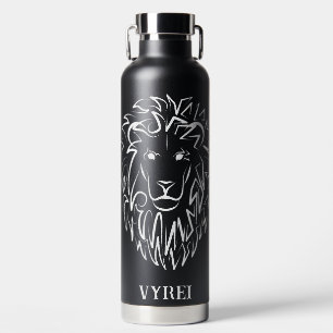 Black and White Tribal Lion Water Bottle