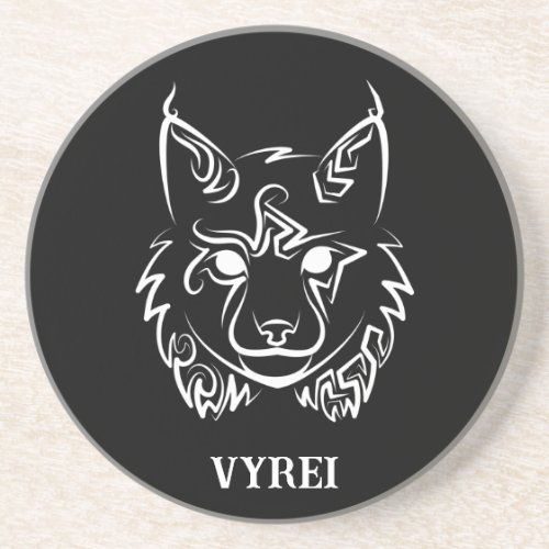 Black and White Tribal Lynx Coaster