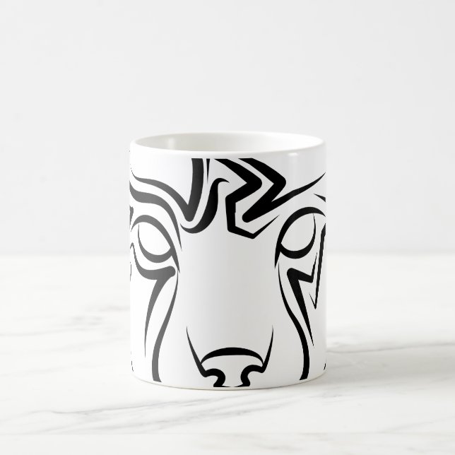 Black and White Tribal Lynx Coffee Mug (Center)