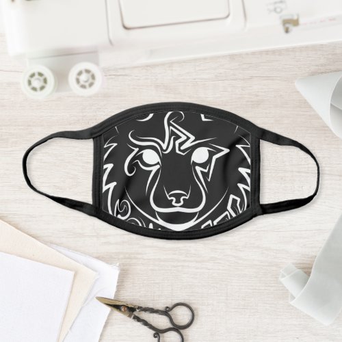 Black and White Tribal Lynx Face Mask