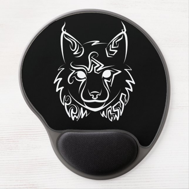 Black and White Tribal Lynx Gel Mouse Pad (Front)