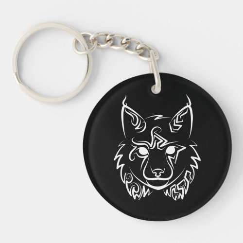 Black and White Tribal Lynx Keychain