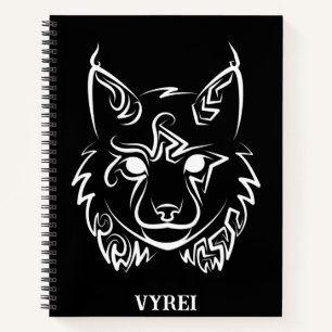 Black and White Tribal Lynx Notebook