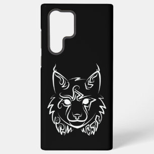 Black and White Tribal Lynx Samsung Galaxy S22 Ultra Case