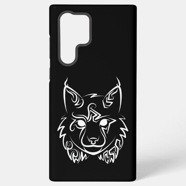 Black and White Tribal Lynx Samsung Galaxy Case (Back)