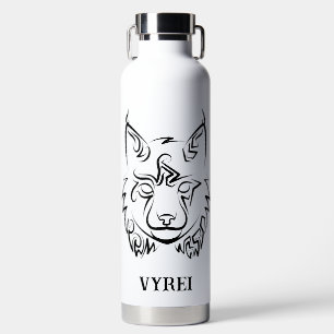 Black and White Tribal Lynx Water Bottle