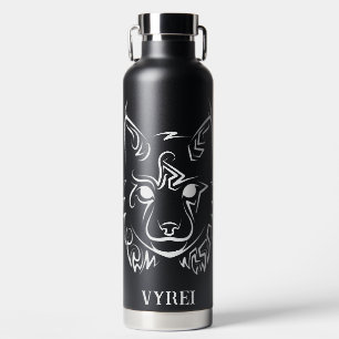 Black and White Tribal Lynx Water Bottle