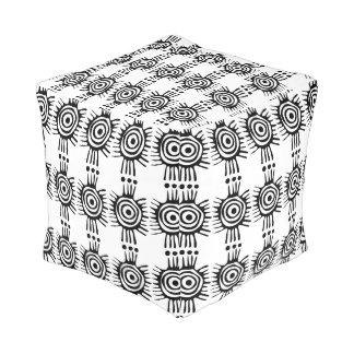 Black and White Tribal Modern Pattern Pouf