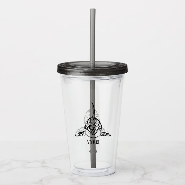 Black and White Tribal Orca Acrylic Tumbler (Front)