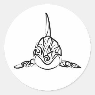 Black and White Tribal Orca Classic Round Sticker