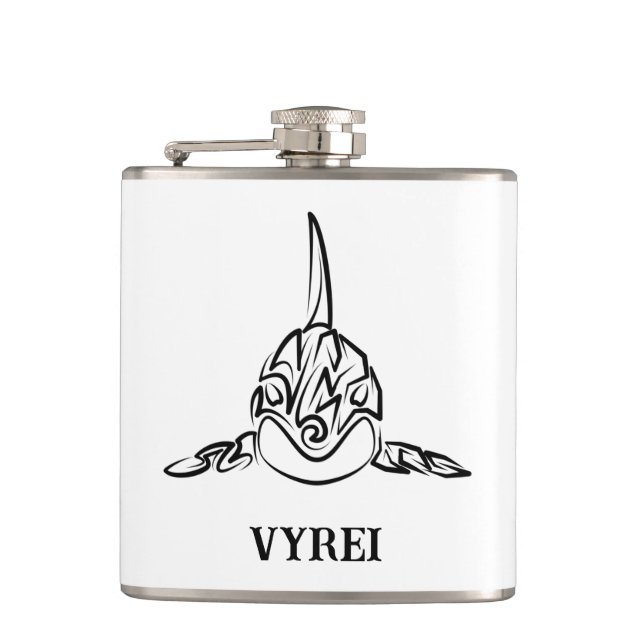 Black and White Tribal Orca Flask (Front)