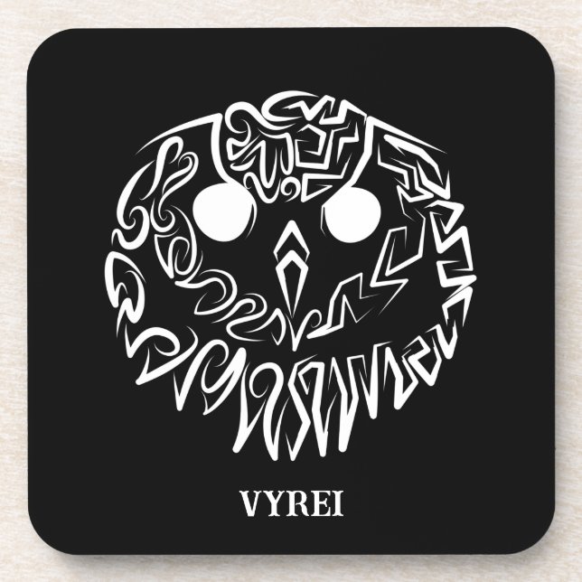 Black and White Tribal Owl Beverage Coaster (Front)