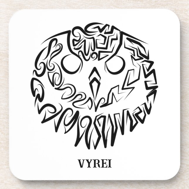 Black and White Tribal Owl Beverage Coaster (Front)