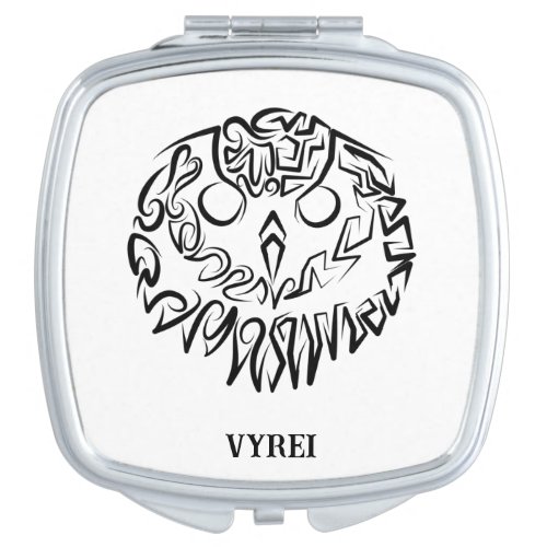 Black and White Tribal Owl Compact Mirror