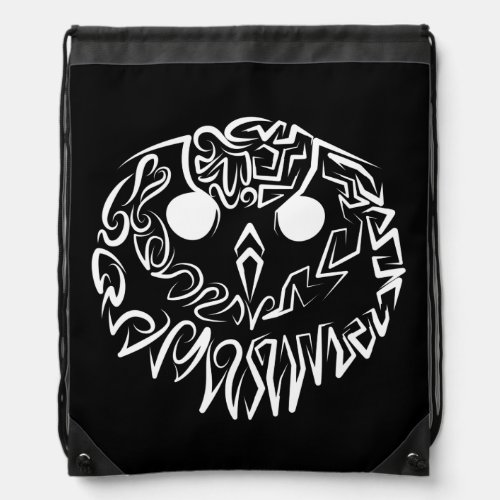 Black and White Tribal Owl Drawstring Bag