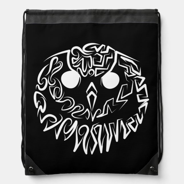 Black and White Tribal Owl Drawstring Bag (Front)