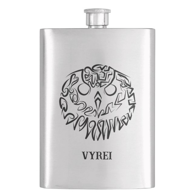 Black and White Tribal Owl Flask (Front)