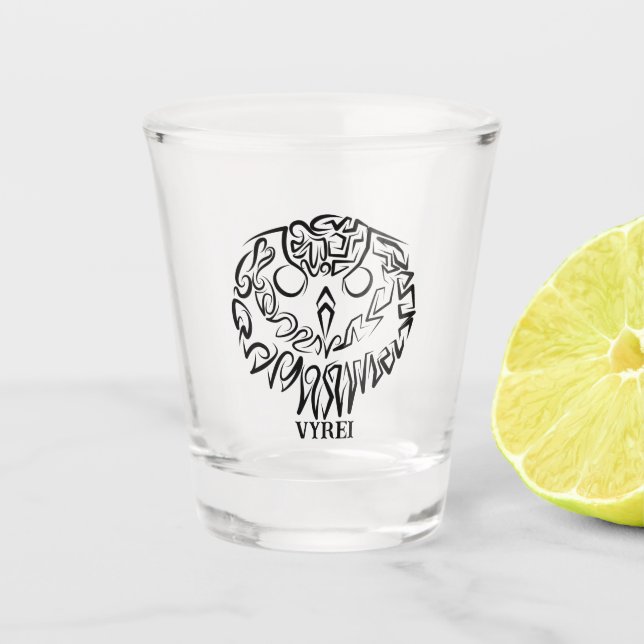 Black and White Tribal Owl Shot Glass (Front)