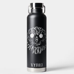Black and White Tribal Owl Water Bottle