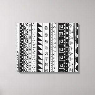 Black and white Tribal pattern Canvas Print