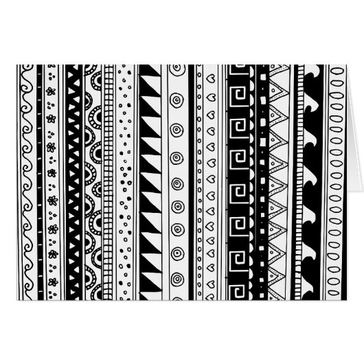 Black and white Tribal pattern Cards (Front Horizontal)