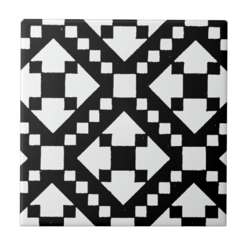 Black and white tribal pattern ceramic tile