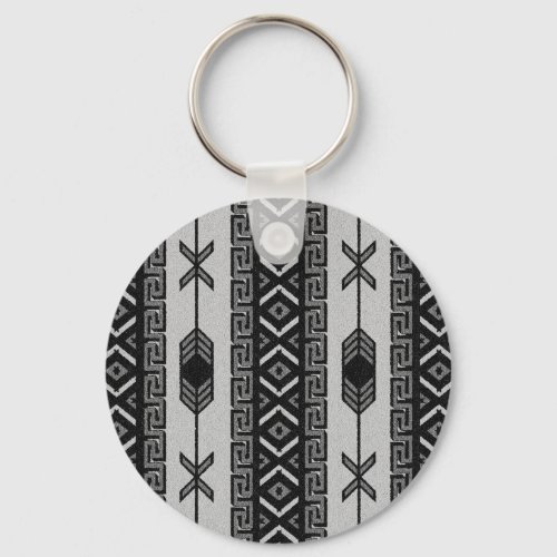 Black And White Tribal Pattern Keychain