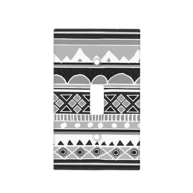 Black and white Tribal pattern Light Switch Cover (Front)
