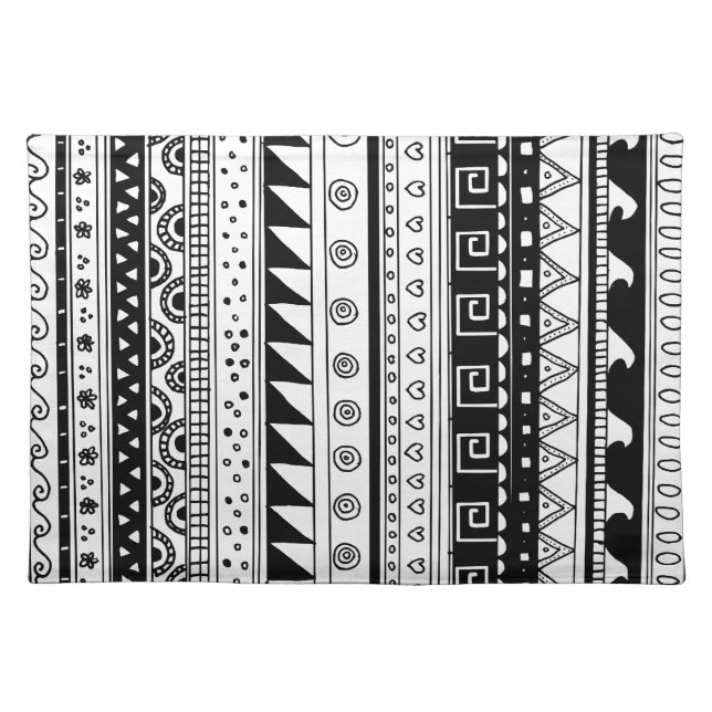 Black and white Tribal pattern Placemat (Front)