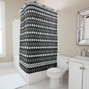 Black And White Tribal Pattern Shower Curtain