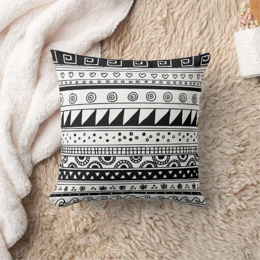 Black and white Tribal pattern Throw Pillow Zazzle