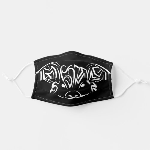 Black and White Tribal Pig Adult Cloth Face Mask