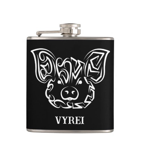 Black and White Tribal Pig Flask