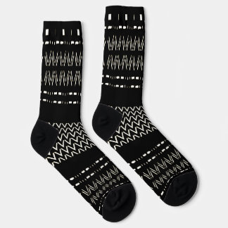 Black And White Tribal Print Crew Socks