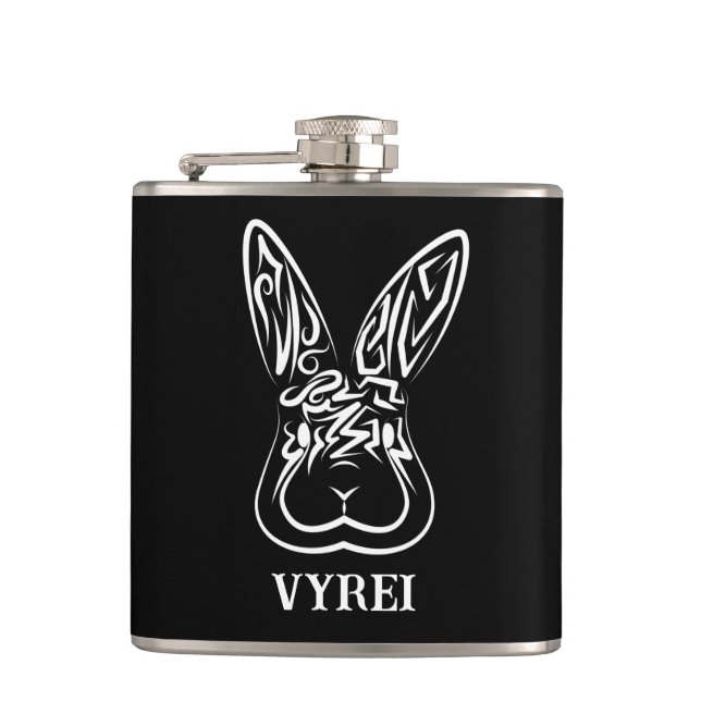 Black and White Tribal Rabbit Flask (Front)