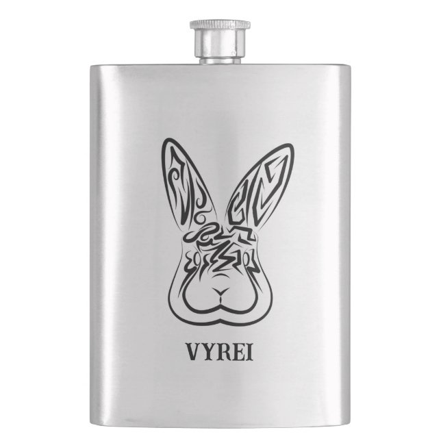 Black and White Tribal Rabbit Flask (Front)