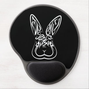 Black and White Tribal Rabbit Gel Mouse Pad