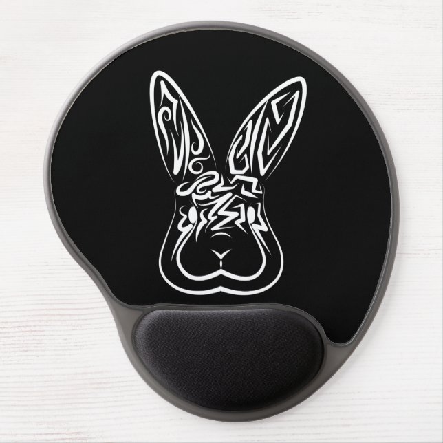 Black and White Tribal Rabbit Gel Mouse Pad (Front)