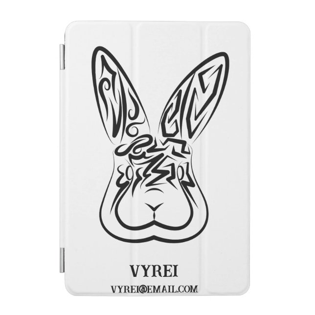 Black and White Tribal Rabbit iPad Mini Cover (Front)