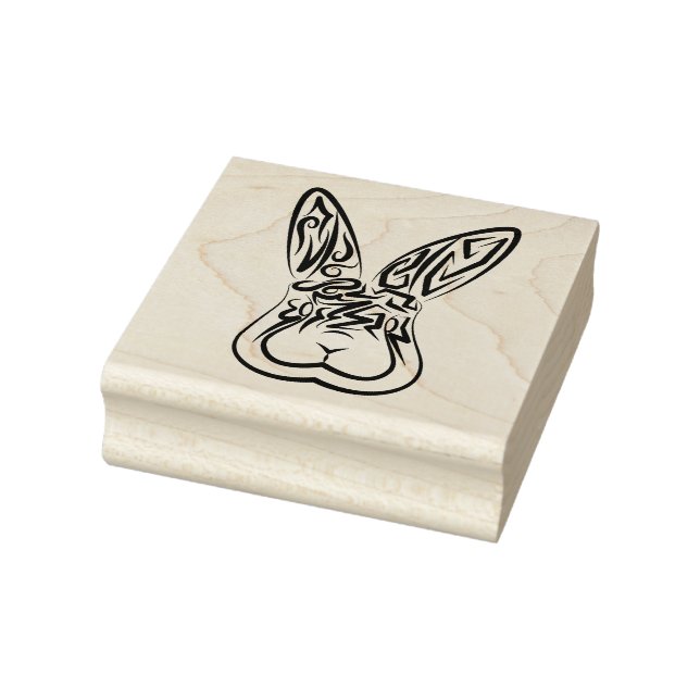 Black and White Tribal Rabbit Rubber Stamp (Stamp)