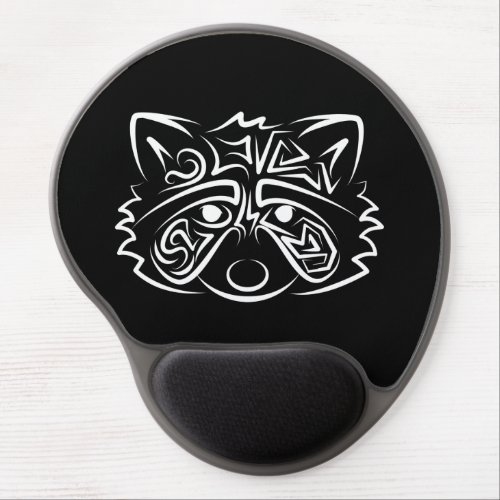 Black and White Tribal Raccoon Gel Mouse Pad