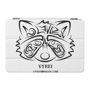 Black and White Tribal Raccoon iPad Mini Cover