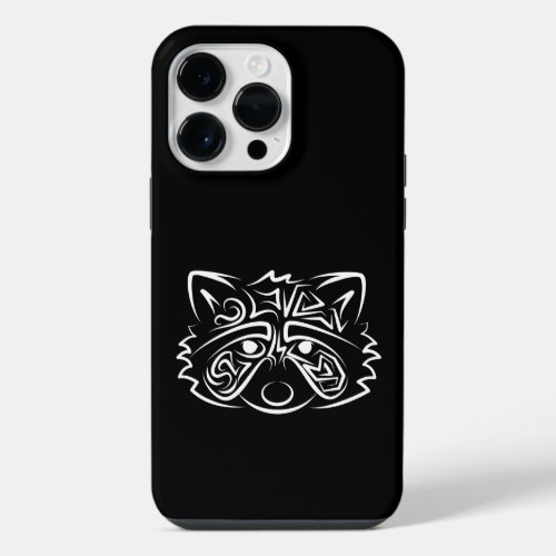 Black and White Tribal Raccoon iPhone 14 Pro Max Case