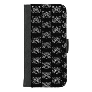Black and White Tribal Raccoon iPhone 8/7 Plus Wallet Case