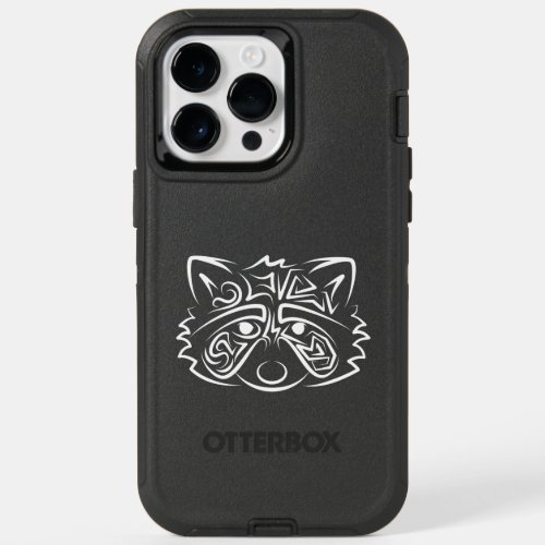 Black and White Tribal Raccoon OtterBox iPhone 14 Pro Max Case