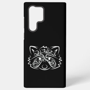 Black and White Tribal Raccoon Samsung Galaxy S22 Ultra Case