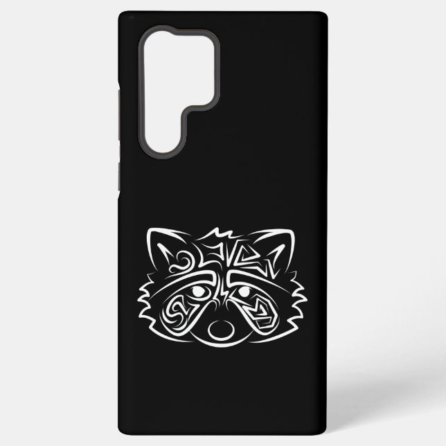 Black and White Tribal Raccoon Samsung Galaxy Case (Back)