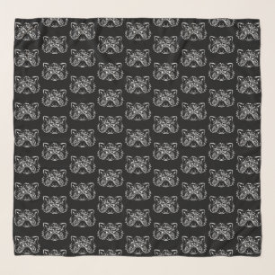 Black and White Tribal Raccoon Scarf