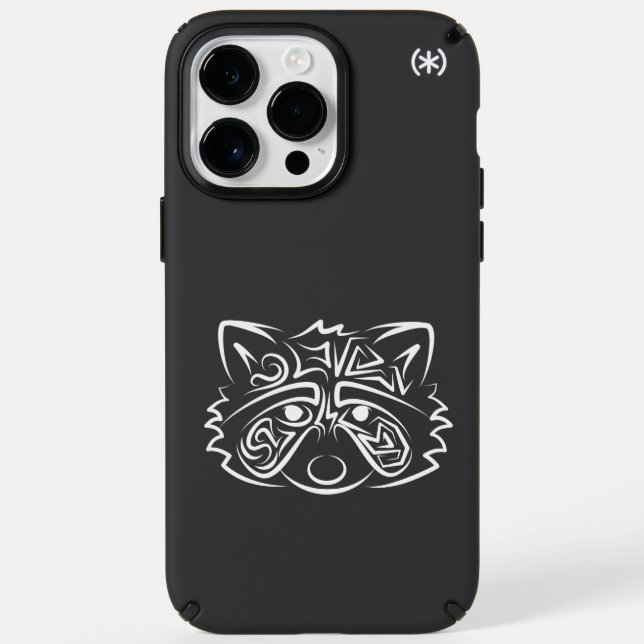 Black and White Tribal Raccoon Speck iPhone Case (Front)